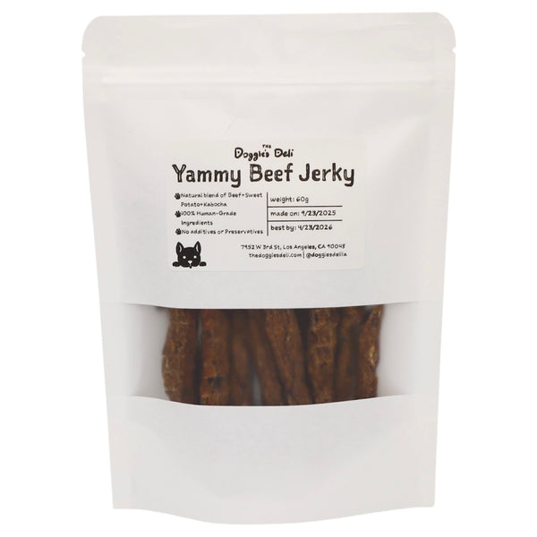 Package of Yammy Beef Jerky with visible text and branding on a white background