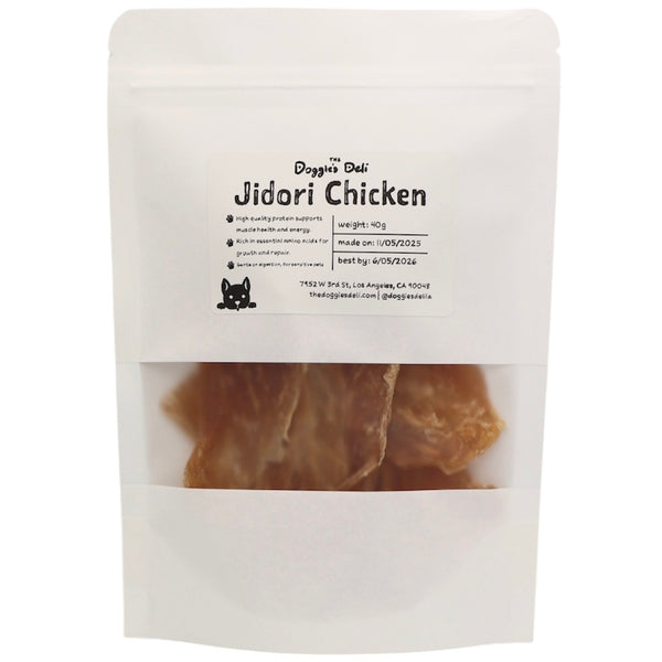 Package of Jidori Chicken with visible branding and product details on a white background